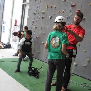 Escalada en rocódromo y tiro arco tirolina