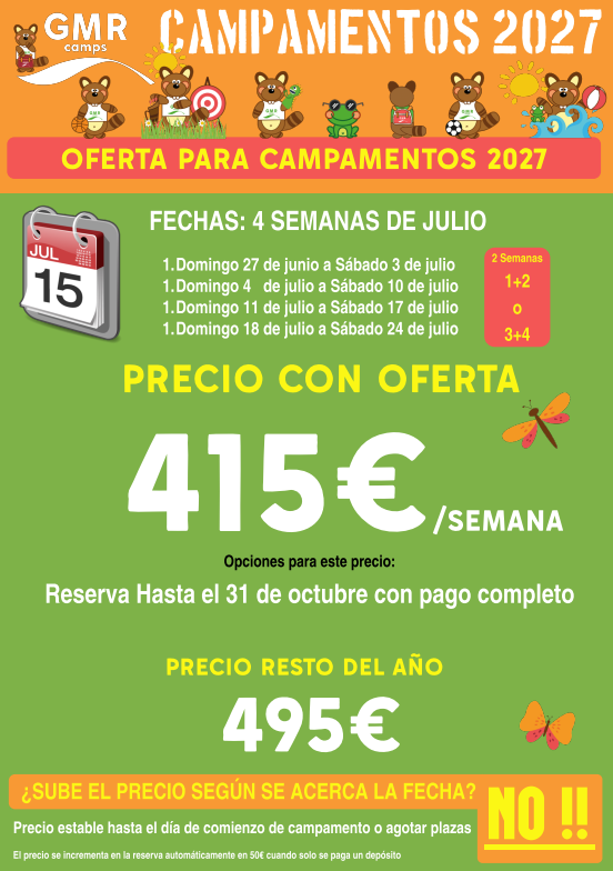 campamento de 2027 con descuento